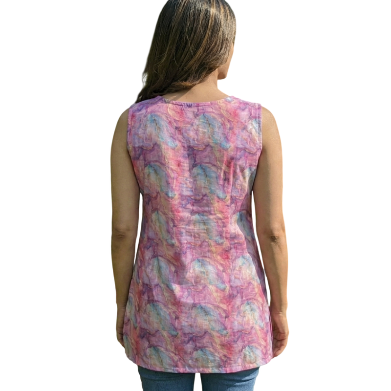 Vibrant Red & Yellow Tie & Dye Chinon Stole