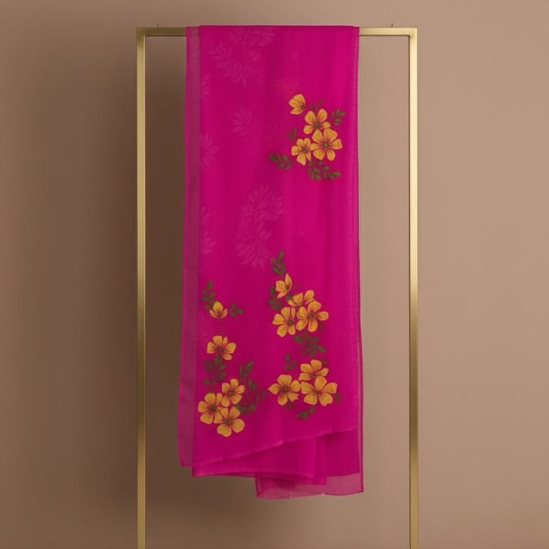 Hand-Painted Georgette Saree | Elegant Lightweight Drape with Artistic Detailing Design - 6 - additional view
