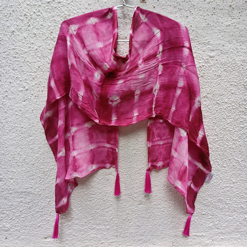 Abstract Pink Tie & Dye Chinon Stole - additional view