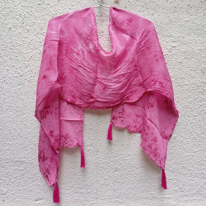 Pink Punch Tie & Dye MulMul Cotton Stole - additional view