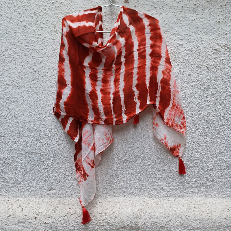Crimson Splash Tie & Dye Chinon Stole - additional view