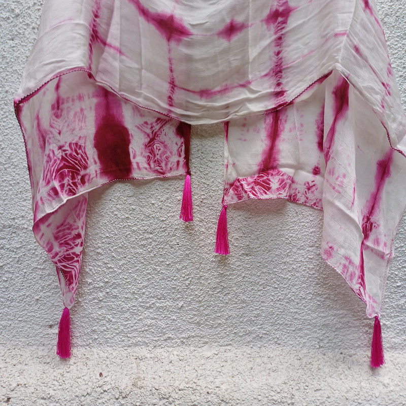 Dreamy Pink & White Tie & Dye Chinon Stole - additional view