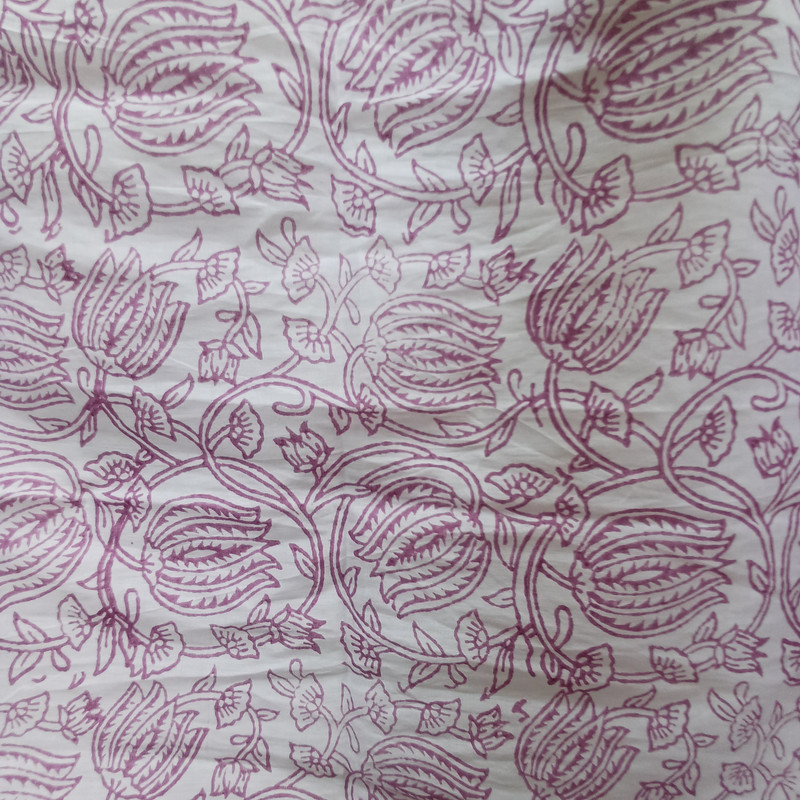 Pink Bloom Handblock Printed Cotton Stole - additional view