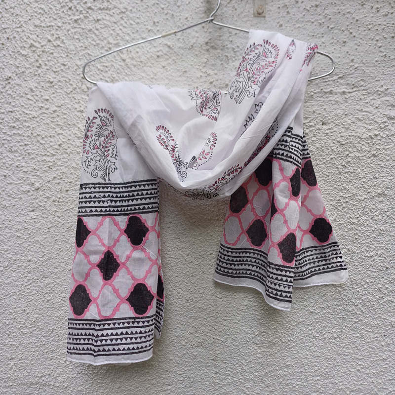 Jaipur Jaal Handblock Printed Cotton Stole - additional view