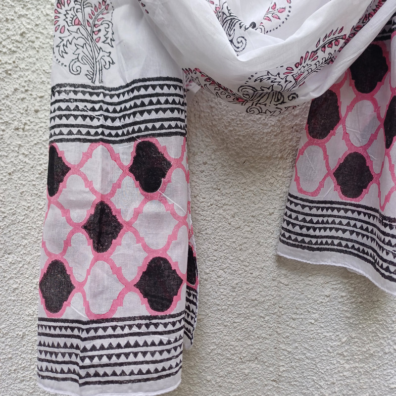 Jaipur Jaal Handblock Printed Cotton Stole - additional view