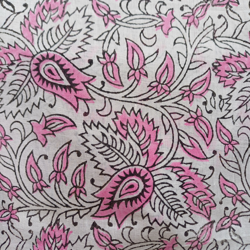Floral Elegance Hand Block Printed Cotton Stole - additional view