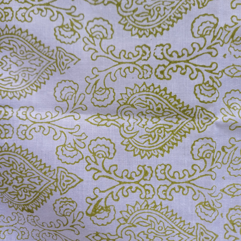 Blue Bloom Border Handblock Printed Cotton Stole - additional view
