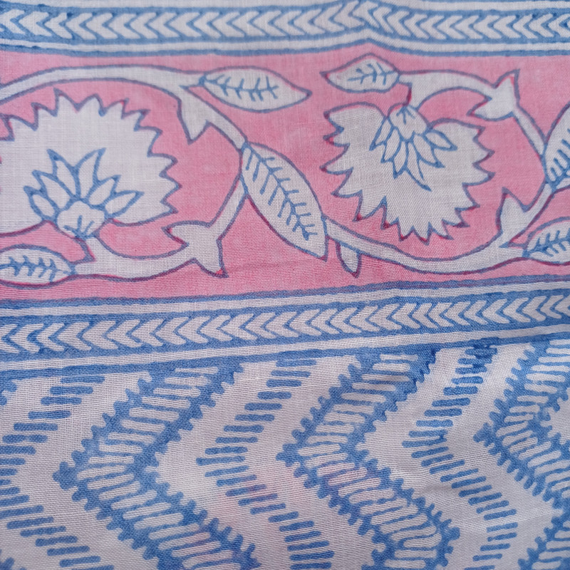 Floral Mist Handblock Printed Cotton Stole - additional view