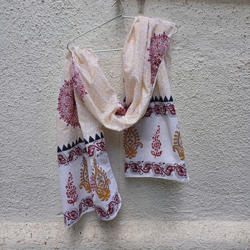 Mandala Charm Handblock Printed Cotton Stole - additional view