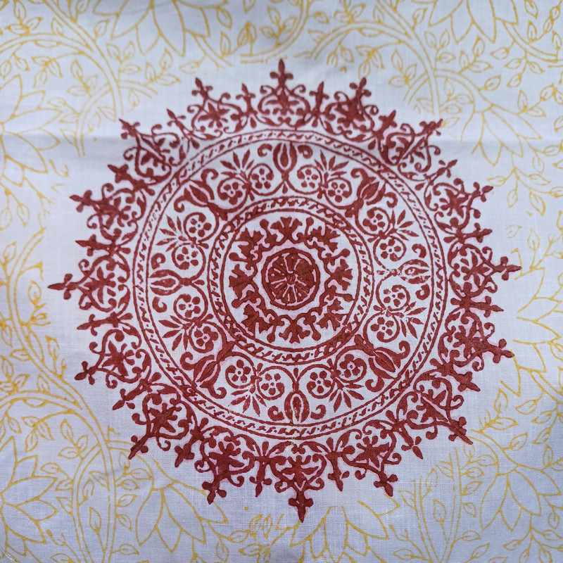 Mandala Charm Handblock Printed Cotton Stole - additional view