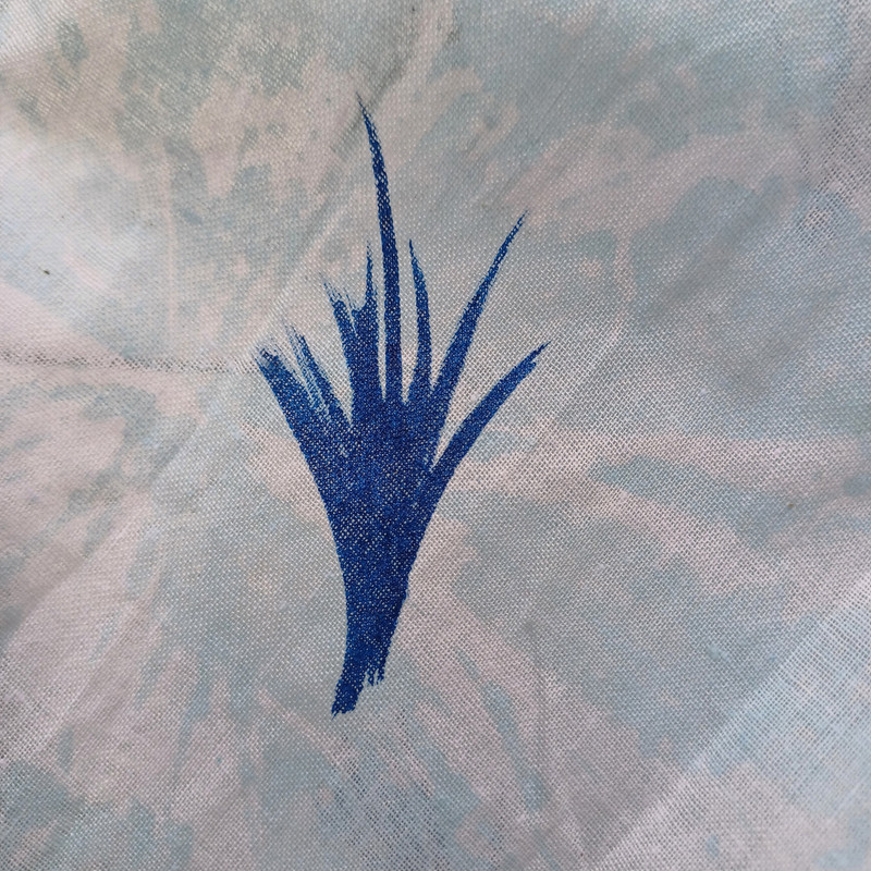 Blue Breeze Fabric Painted Cotton Stole - additional view