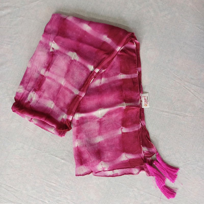 Abstract Pink Tie & Dye Chinon Stole - additional view