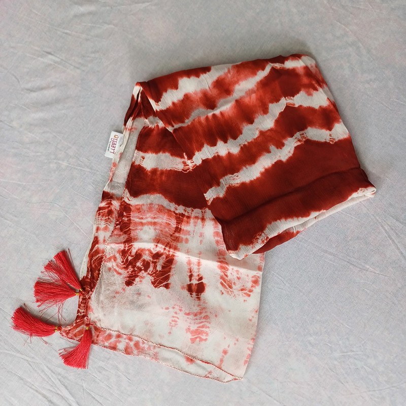 Crimson Splash Tie & Dye Chinon Stole - additional view