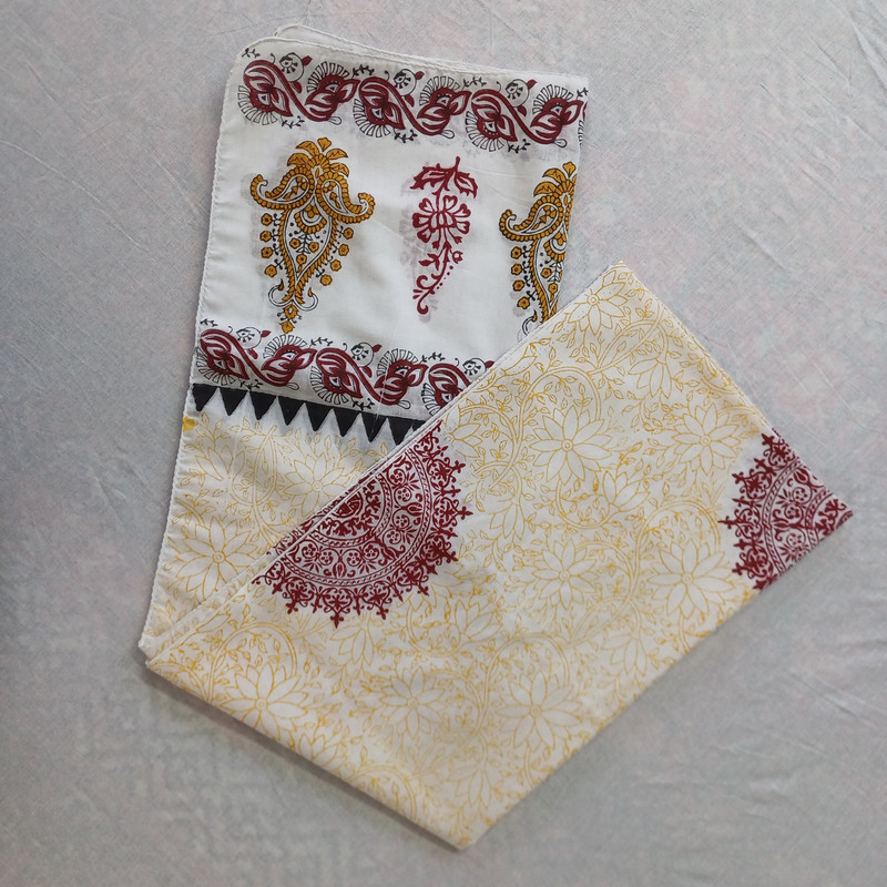 Mandala Charm Handblock Printed Cotton Stole - additional view