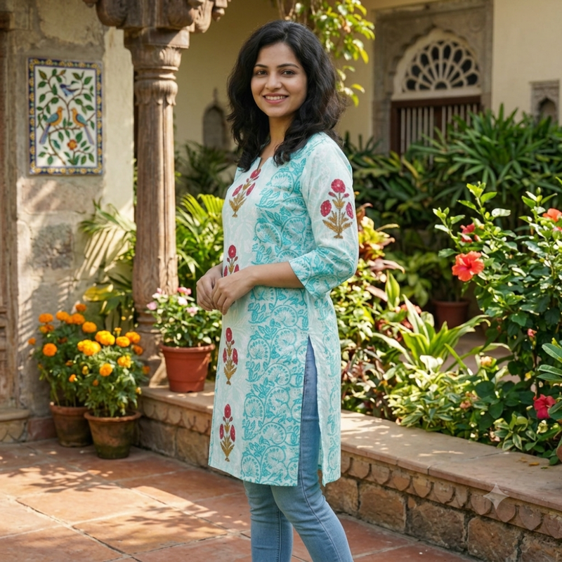 Qyaari by Penkraft Handblock Everyday Comfort Kurti - additional view