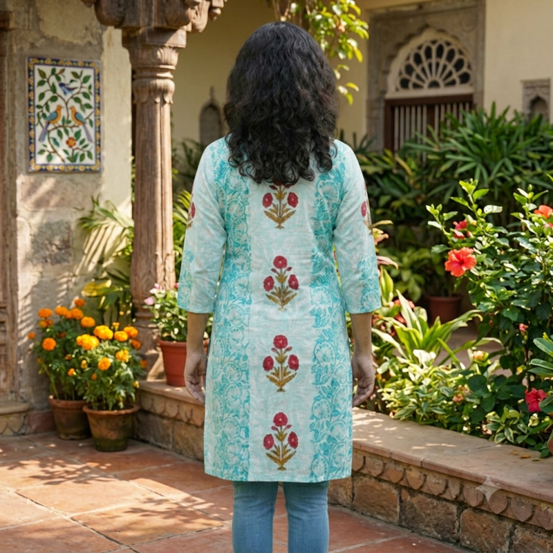 Qyaari by Penkraft Handblock Everyday Comfort Kurti - additional view