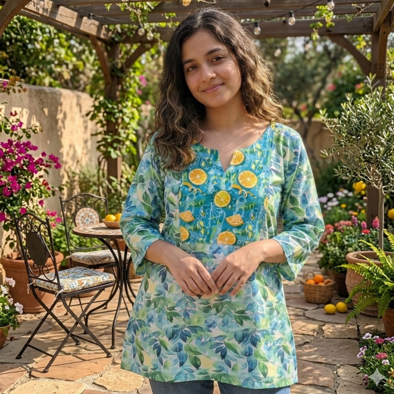 Qyaari Casual Wear Short Kurti with Premium Digital Print