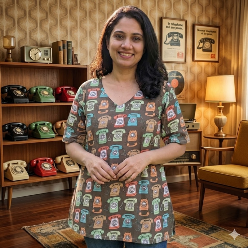 Qyaari Minimalist Digital Printed Short Kurti for Office Look