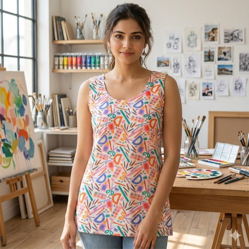 Qyaari Smart Fit Short Digital Printed Kurti for Everyday Use