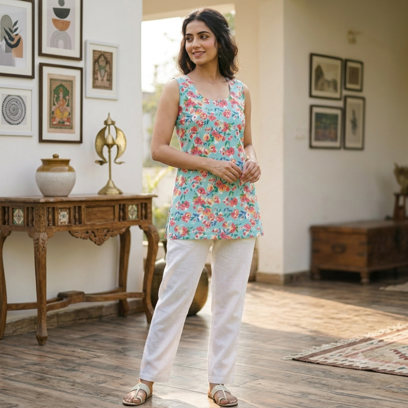 Qyaari Urban Style Short Kurti with Digital Printing - additional view