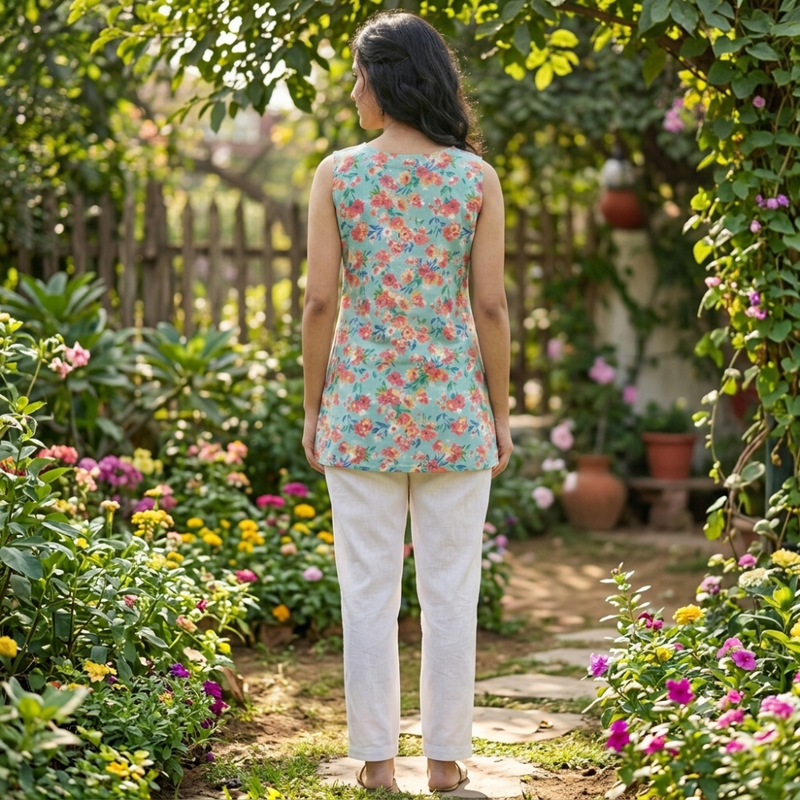 Qyaari Urban Style Short Kurti with Digital Printing - additional view