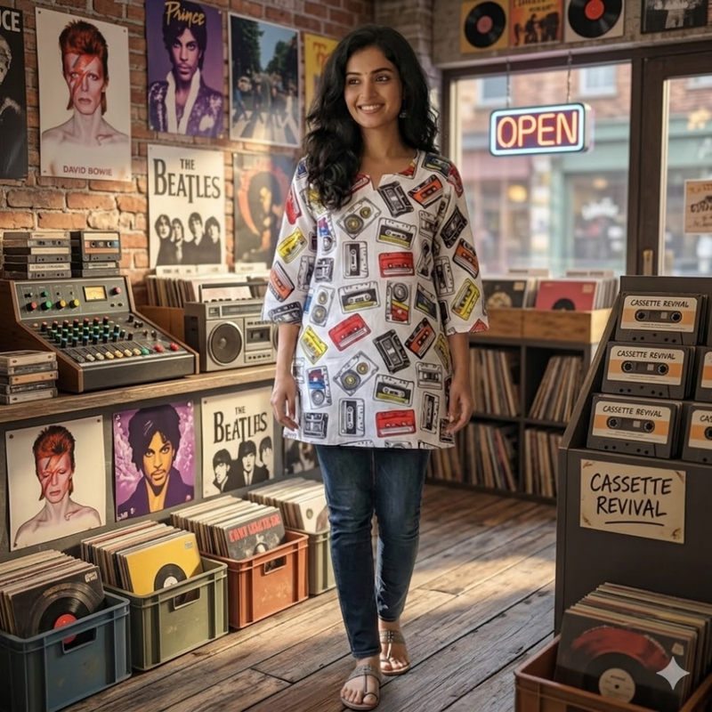 Qyaari Vibrant Short Digital Print Kurti for Trendy Looks