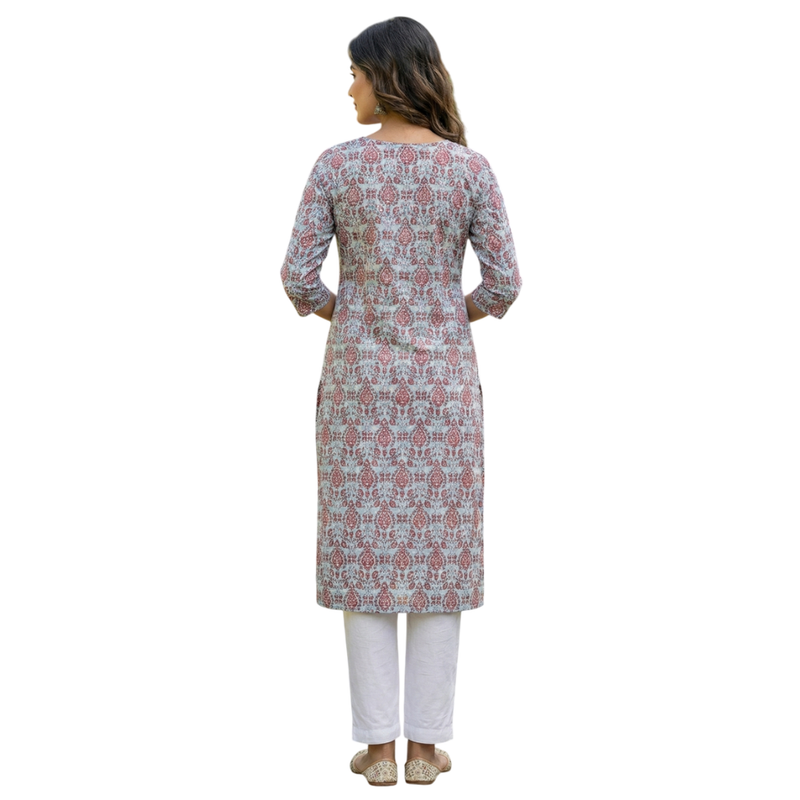Qyaari by Penkraft Handblock Printed Short Kurti - Everyday Ethnic Fashion for Women - additional view