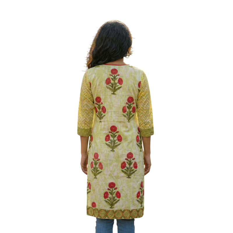 Qyaari by Penkraft Handblock Long Kurti - additional view