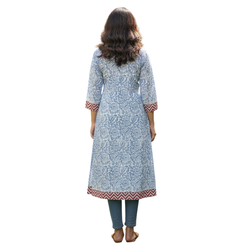 Qyaari by Penkraft Cotton Handblock Kurta for Women - additional view