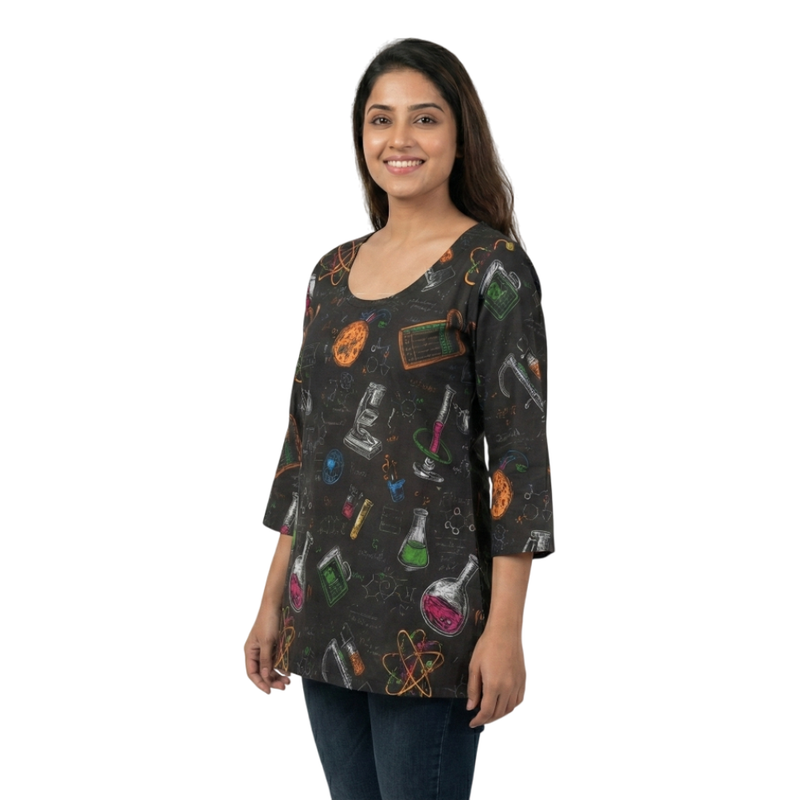 Qyaari Soft & Stylish Short Kurti with Digital Print - additional view