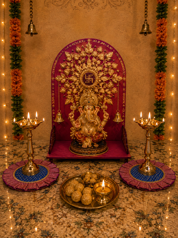 
Traditional Khun Samai Aasan | Samai Base for Pooja | Decorative Accessory for Home Temple & Auspicious Occasions - additional view