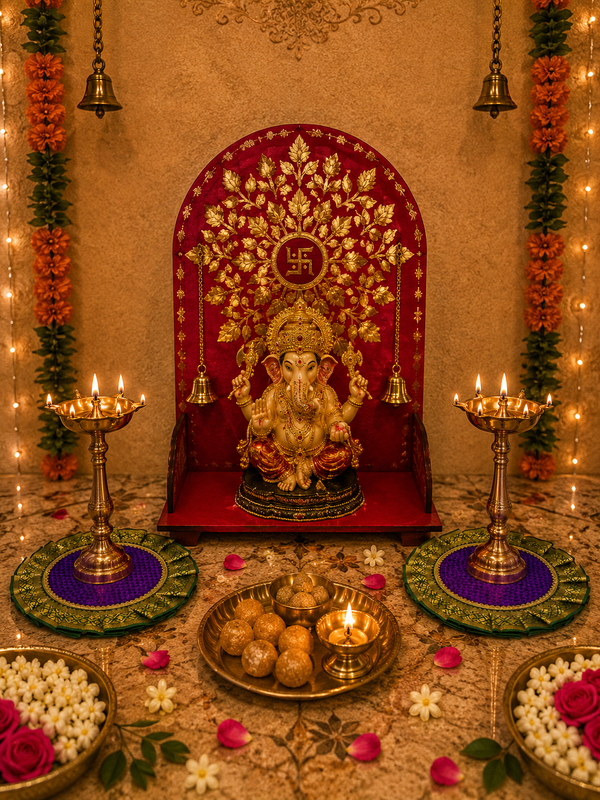 Khun Samai Aasan for Pooja | Traditional Base for Samai | Decorative Pooja Accessory for Home Temple & Ceremonies - additional view
