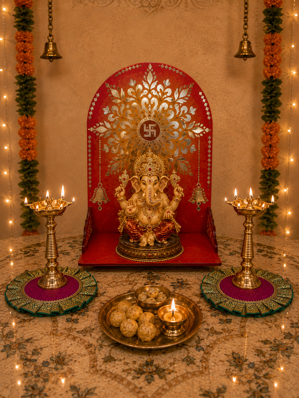 Khun Samai Aasan for Pooja | Elegant Traditional Base for Samai | Mandir Accessory for Daily Pooja, Festivals & Ceremonies - additional view