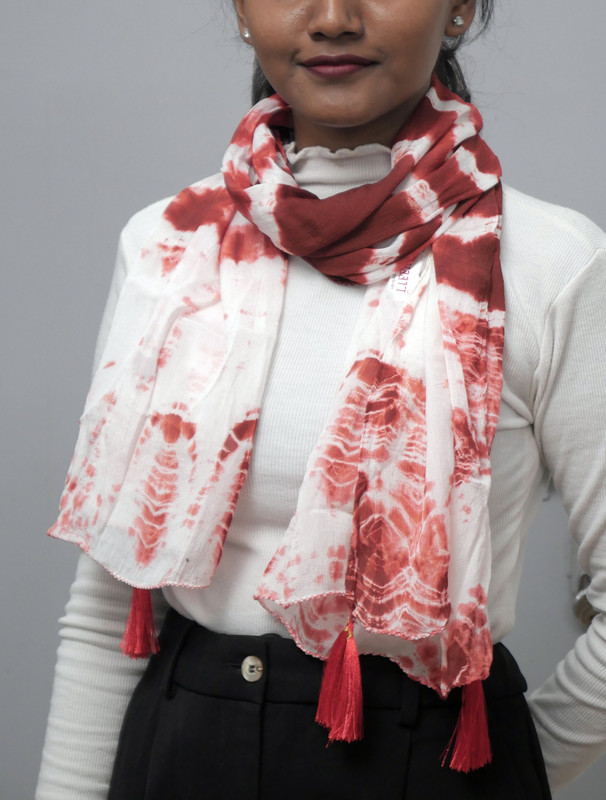 Crimson Splash Tie & Dye Chinon Stole - additional view