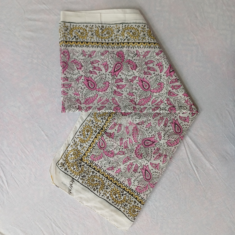 Floral Elegance Hand Block Printed Cotton Stole - additional view