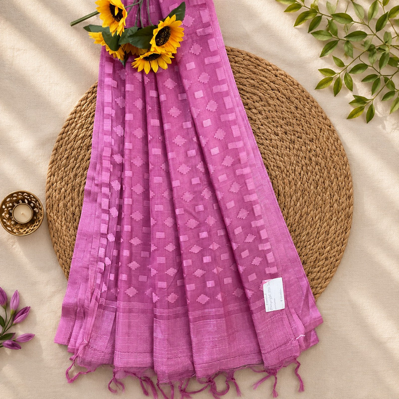 Qyaari Women's Traditional Crafted Mangalgiri Silk Saree with Unstitched Blouse Piece - additional view