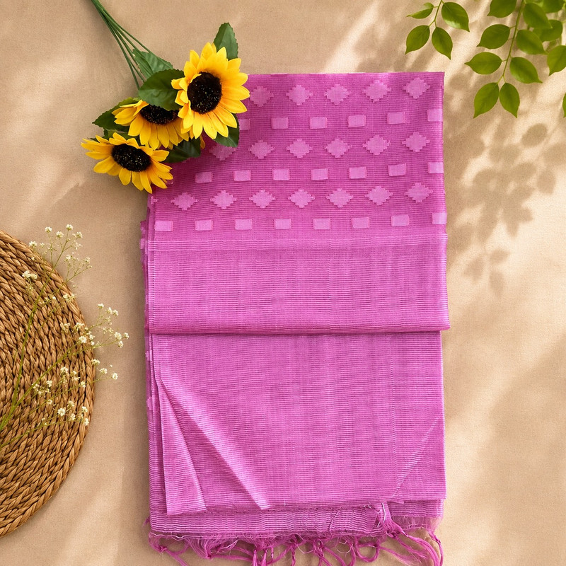 Qyaari Women's Traditional Crafted Mangalgiri Silk Saree with Unstitched Blouse Piece - additional view