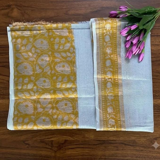 Embrace the graceful spirit of Navratri Day 7 in the elegant color grey with our Linen Saree - additional view