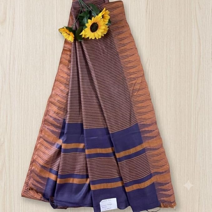 Women's Lightweight Tissue Linen Saree with Unstitched Blouse Piece - additional view