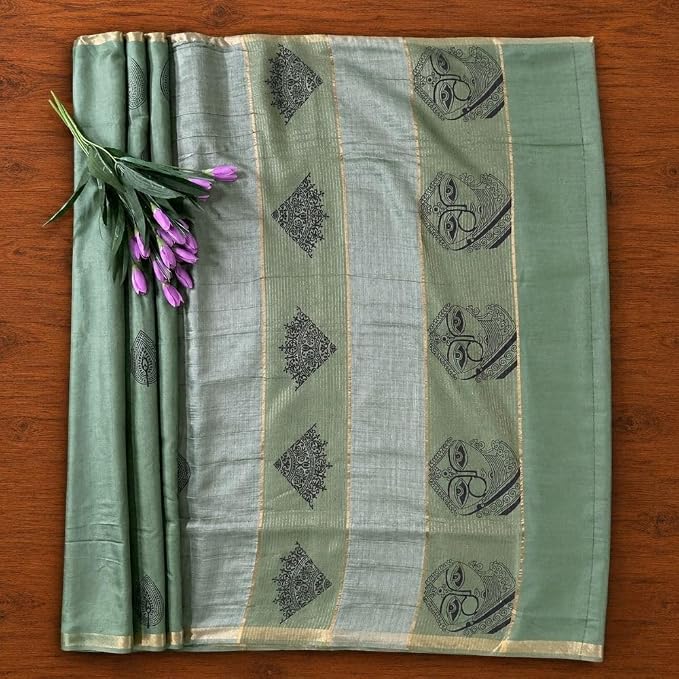 Women's Classic Kota  Slub Silk Saree with Unstitched Blouse Piece
 - additional view