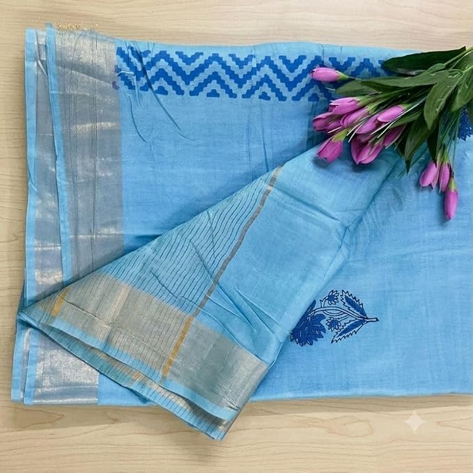 Women's Textured Kota  Slub Silk Saree with Unstitched Blouse Piece - additional view