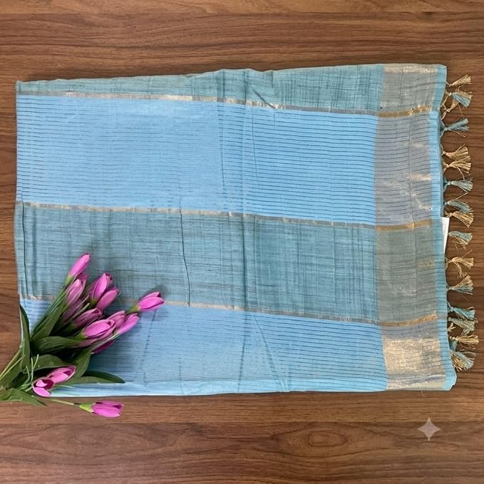 Women's Textured Kota  Slub Silk Saree with Unstitched Blouse Piece - additional view