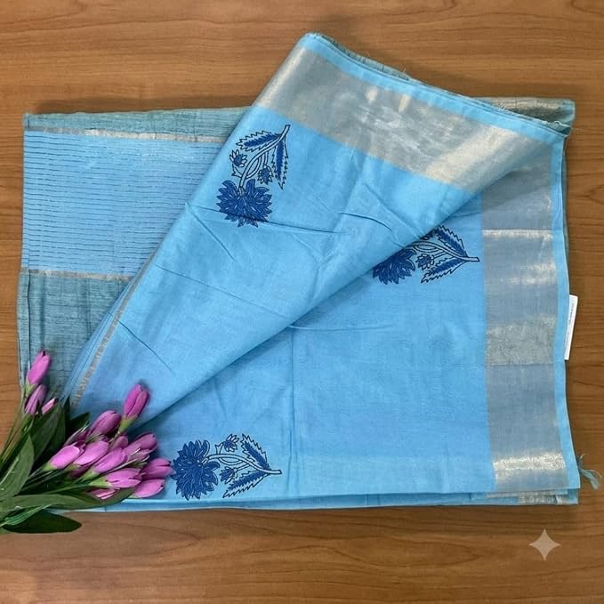 Women's Textured Kota  Slub Silk Saree with Unstitched Blouse Piece - additional view