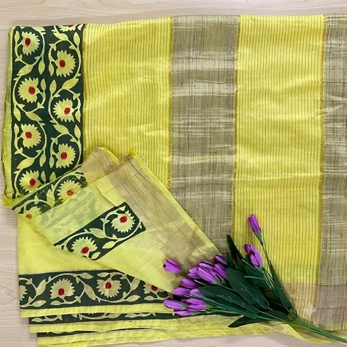 Women's Traditional Kota  Slub Silk Saree with Unstitched Blouse Piece - additional view
