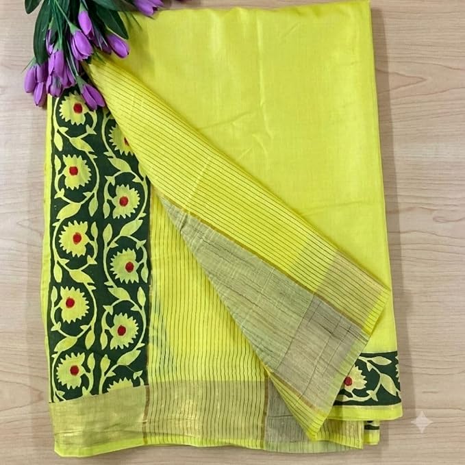Women's Traditional Kota  Slub Silk Saree with Unstitched Blouse Piece - additional view