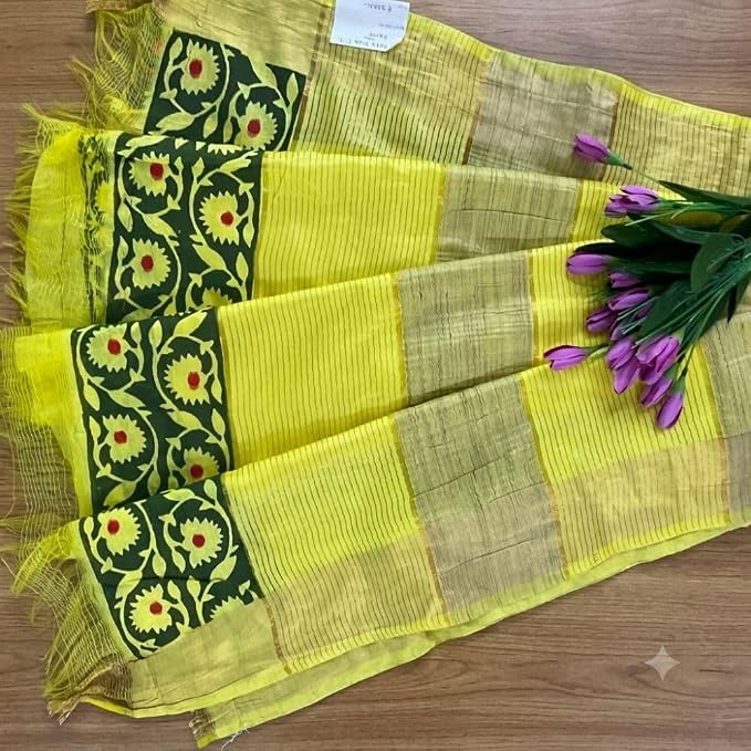 Women's Traditional Kota  Slub Silk Saree with Unstitched Blouse Piece - additional view