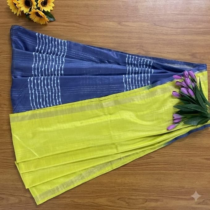 Women's Traditional Hand Block Printed Banswara Silk Saree with Unstitched Blouse Piece - additional view