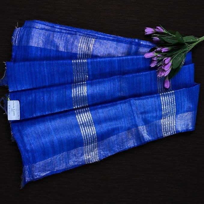 Celebrate the festive spirit of Navratri Day 4 in the regal shade of royal blue with our Gheecha Silk Saree - additional view