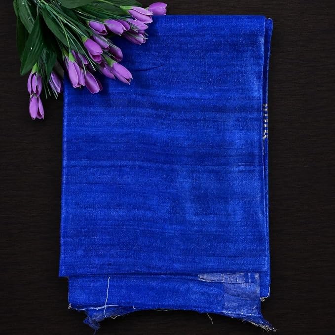 Celebrate the festive spirit of Navratri Day 4 in the regal shade of royal blue with our Gheecha Silk Saree - additional view