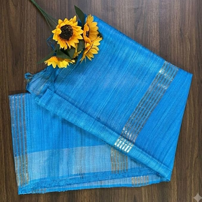 Women's Traditional Gheecha Silk Saree with Unstitched Blouse Piece - additional view